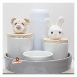 Kit Higiene - 5 peças - Urso e Coelho