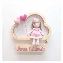 Boneca Cabelo Liso - 2 corações - Nuvem P - Porta Maternidade
