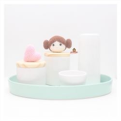 Princesa Leia - Kit Higiene - 5 peças - Bandeja Oval - Garrafa Mini
