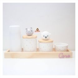 Urso Polar + Rinoceronte - Kit Higiene - 5 peças Poá 