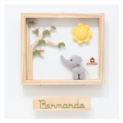 Elefantinho - Quadro com Árvore + Sol  - Porta Maternidade