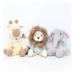 Trio Safári - Leão + Girafa + Elefante - Decoração 